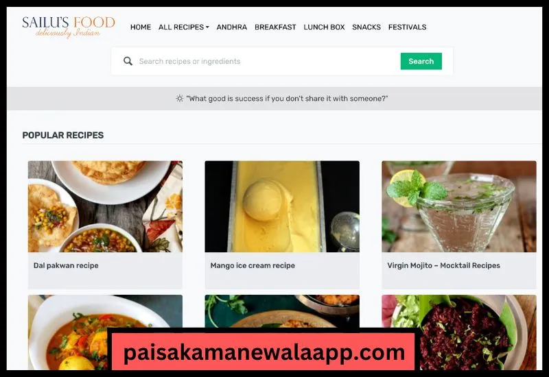 Sailusfood – Indian Food Blog Name Ideas